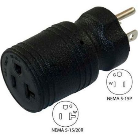 Conntek Conntek 30129 15 to 15/20-Amp Straight Blade Adapter with NEMA 5-15P to 5-15/20R, Black 30129